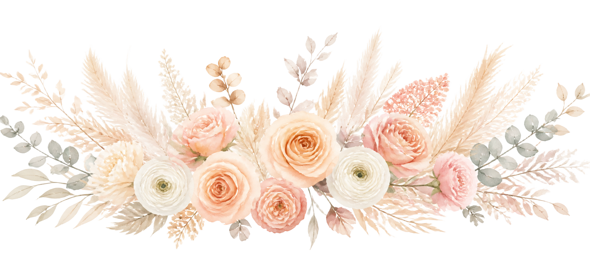 Watercolour peach and apricot boho floral arrangement